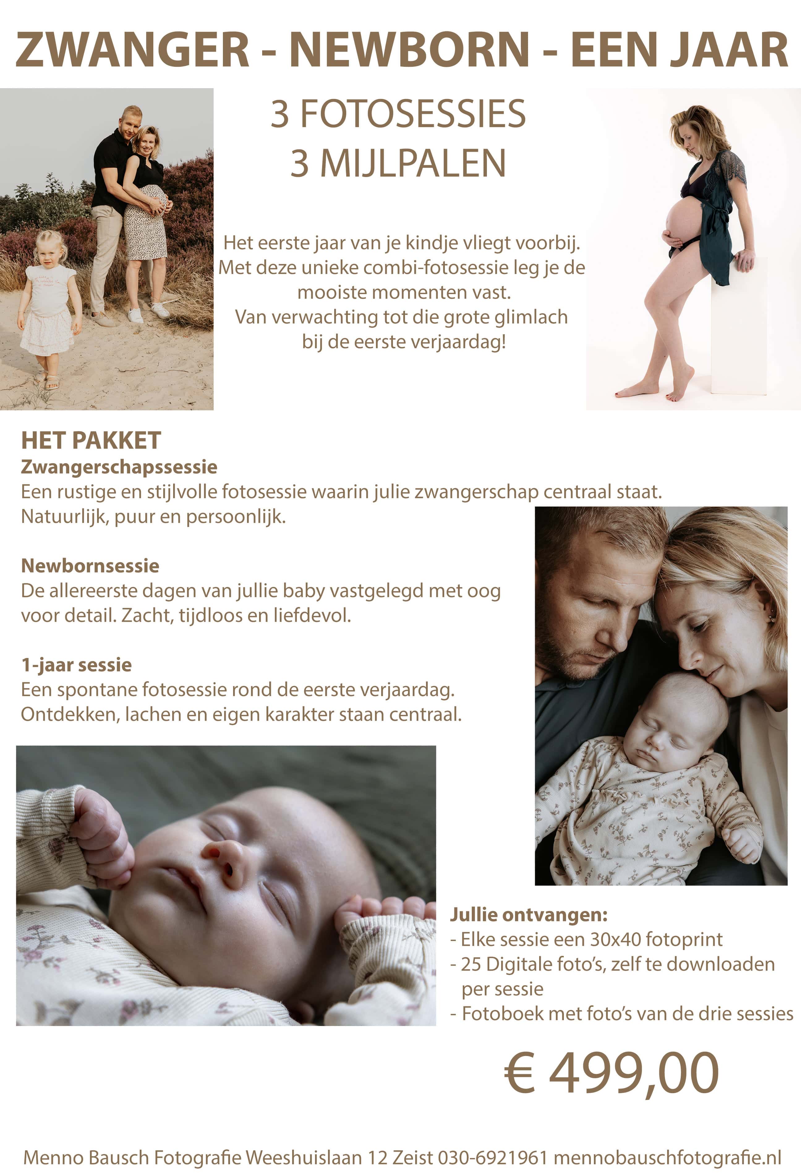 Alt tekst: Professionele fotoshoot voor zwangere, newborn en bijna één jaar oude kinderen, vastleggen van waardevolle momenten.